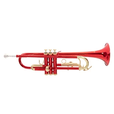 Afbeelding van Roy Benson Bb Trompet TR 101R (ML boring, roestvrijstalen ventielen, goudkoperen leadpipe, elegant ontwerp, in lichtgewicht rechthoekige koffer, met rugzakfunctie), Rood