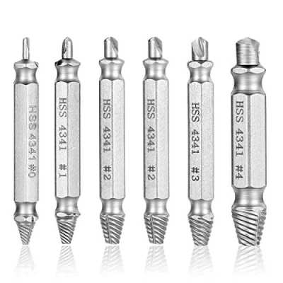 Afbeelding van Estmoon Schroevendraaierset, 6 stuks, beschadigde schroefverwijderaar, extractorset voor het verwijderen van licht schroeven, gemaakt HSS 4341, hardheidsgraad 62 63hrc