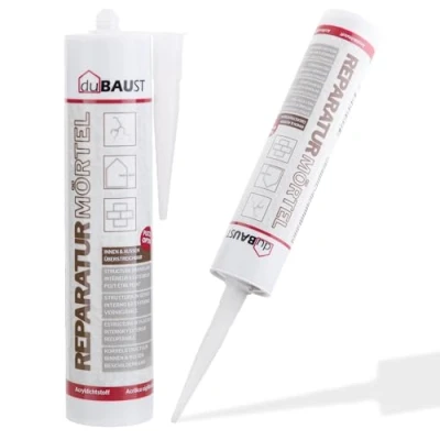 Afbeelding van dubaust REP24 Reparatiemortel Voegmortel Express Cement Mortel Binnen Buiten 310ml Cartridge Grijs (1)