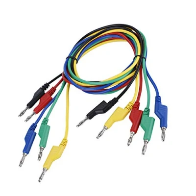 Afbeelding van Bananenstekkerkabel, 5 stuks, P1036, hoogspanning, dubbele kop, 1 m, 4 mm banaanstekker, kabel, meetkabels voor multimeter