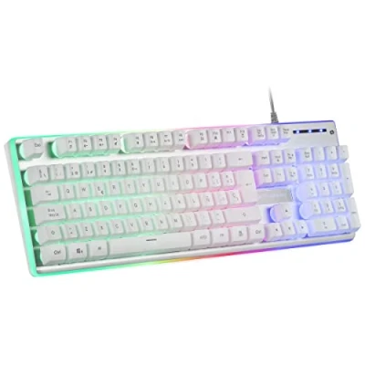 Afbeelding van MARSGAMING MK220WPT MK220W Wit, Gaming Toetsenbord H Mech, FRGB Rainbow en Halo, Antighosting, met Portugees Taal,Wit