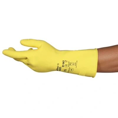 Afbeelding van Ansell AlphaTec 87 063 Gevlokte handschoen Geel maat 10 per 12