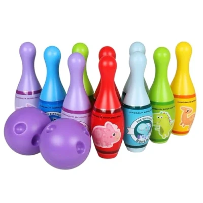 Afbeelding van Dinosaurussen Bowling set voor kinderen, behendigheidsspel, 10 KEGELS + 2 BALLEN, 3+