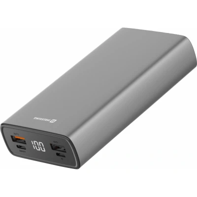 Afbeelding van Swissten Powerbank Aluminium Body 20.000 mAh Snellader Batterij LED Display USB &amp; C Grijs