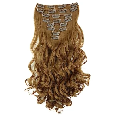 Afbeelding van CAISHA XXL 35cm 8 Delige Set CLIP IN EXTENSIONS Haarextensies Haarstukje Golvend Bruin Mix CES206 1
