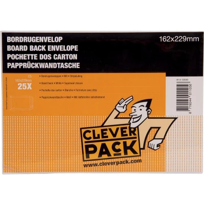 Afbeelding van Cleverpack bordrugenveloppen, ft 162 x 229 mm, met stripsluiting, wit,
