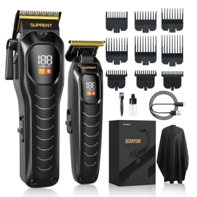 Afbeelding van SUPRENT Tondeuse Professioneel Haartrimmer, Draadloos voor Mannen, Oplaadbare Kapper Haar Snijset met Led Display, Hair Cutting Kit Mannen