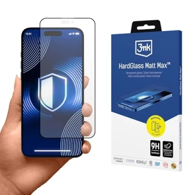 Afbeelding van 3MK HardGlass Mat Max iPhone 16 Pro 6,9&quot; (1 Stuk, Apple Max), Smartphone beschermfolie, Zwart