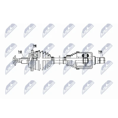 Afbeelding van NTY NPW ME 074 Aandrijfas Vooras rechts 530mm MERCEDES BENZ: S Klasse Sedan (W220) 350 3.7 4 matic, 430 4.3 500 5.0 matic 2002 2005