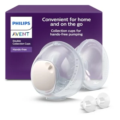 Afbeelding van Philips Avent SCF439/01 Dubbele Opvangcups Handsfree Kolven Ultralicht &amp; Draagbaar SkinSense Siliconen voor Comfortabele Pasvorm Transparante Cups Optimale Controle
