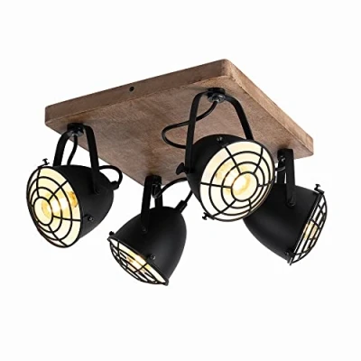 Afbeelding van Leen Bakker EGLO 4spot Gateback Hout/zwart Plafondlampen Bruin Hout