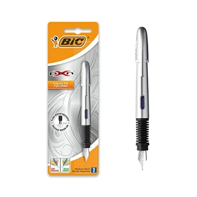 Afbeelding van BIC vulpen X pen CHROME, medium, blister à 1 stuks, zilver