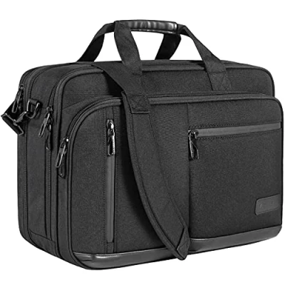 Afbeelding van VANKEAN 17,3 inch laptop aktetas voor mannen en vrouwen, hoogwaardige schoudertas, waterafstotende laptops met RFID vak, uitbreidbare messenger bag