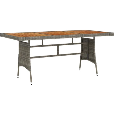 Afbeelding van Tuintafel 160X70X72 Cm Poly Rattan En Massief Acaciahout Grijs