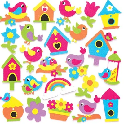 Afbeelding van Baker Ross AW306 Mosrubbersticker&quot;Vogels in de lente&quot; (120 stuks) voor kinderen om te knutselen en vorm geven,Laat kleuren