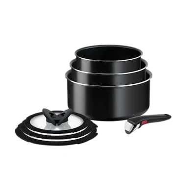 Afbeelding van Tefal Ingenio Easy ON Try Me pannenset, 7 stuks, stapelbaar, afneembaar handvat, ruimtebesparend, antiaanbaklaag, zwart, L1599602