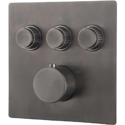 Afbeelding van Wiesbaden Caral Klik Pro afbouwdeel inbouwthermostaat 3 weg gunmetal
