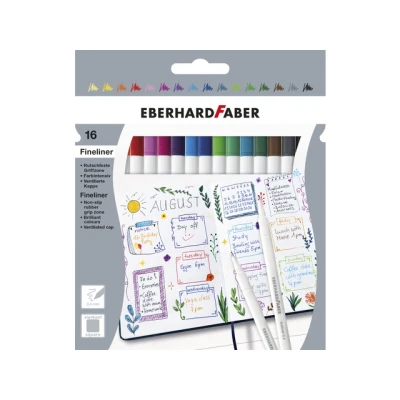 Afbeelding van Eberhard Faber 551516 Fineliner set met 16 stiften, markers in heldere kleuren, 0,4 mm lijndikte