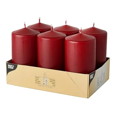 Afbeelding van Conpax candles Stompkaarsen/zuilkaarsen set van 6x bordeaux rood D6 x H12 cm 24 branduren