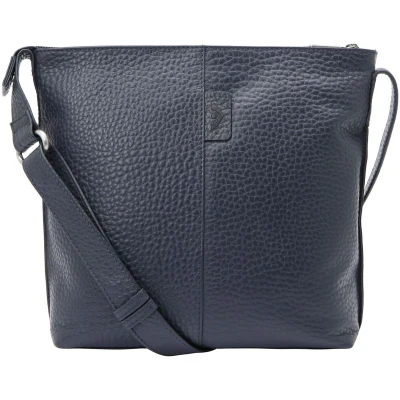 Afbeelding van VOi Leren schoudertas Hirsch Bianca Crossbody Bag Blue donkerblauw