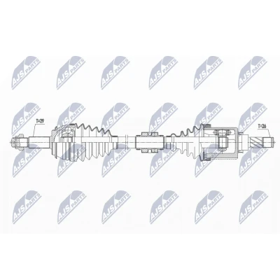 Afbeelding van NTY NPW NS 072 Aandrijfas Vooras links 699mm Handgeschakeld NISSAN: Qashqai II (J11) 1.5 dCi, 1.2 DIG T 2013