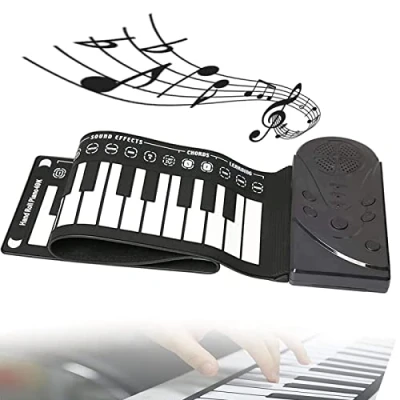 Afbeelding van MOVKZACV Roll Up Piano 49 Toetsen Elektrische Muziek Toetsenbord, Ingebouwde Stereo Speaker Elektronische Draagbare Gift Zachte Siliconen Flexibele Opvouwbare Toetsenbord Voor