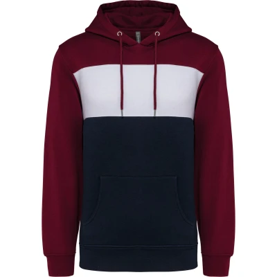 Afbeelding van Kariban Driekleurige unisex sweater met capuchon K4016 Wine / White Navy