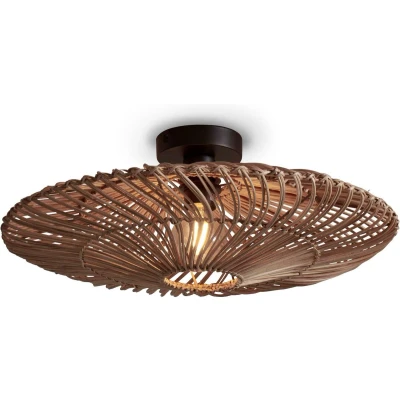 Afbeelding van Good&amp;Mojo Plafonniere Zanzibar Rotan Plat Large Naturel 55x55x14cm