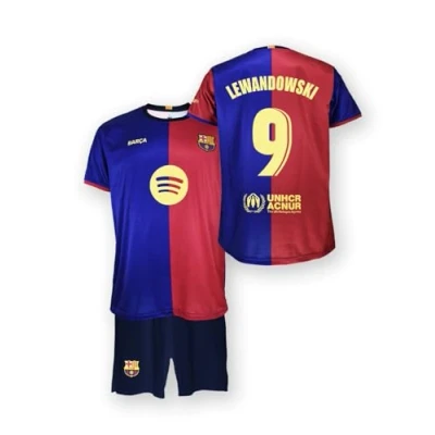 Afbeelding van FC Barcelona Home Kit voor kinderen, seizoen 24/25, uniseks, Lewandowski, 8 jaar