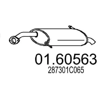Afbeelding van MTS 01.60563 Einddemper 800mm HYUNDAI: Getz (TB) 1.3 i, 1.1, 1.3, 1.4 i 2002 2010