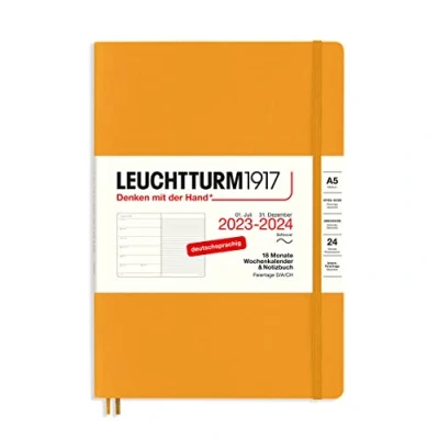 Afbeelding van LEUCHTTURM1917 367863 weekkalender &amp; notitieboek softcover medium (A5) 2024, 18 maanden, Rising Sun, Duits