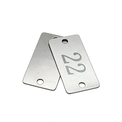 Afbeelding van Roestvrij staal Rechthoek Genummerde Tags Metalen Nummerlabels met Twee Gaten (1 50)