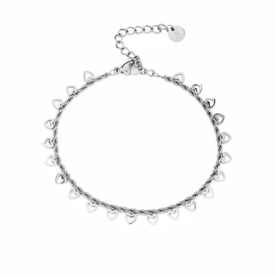 Afbeelding van Bijoutheek Armband (Sieraad) Gedraaid Open Hartjes zilver