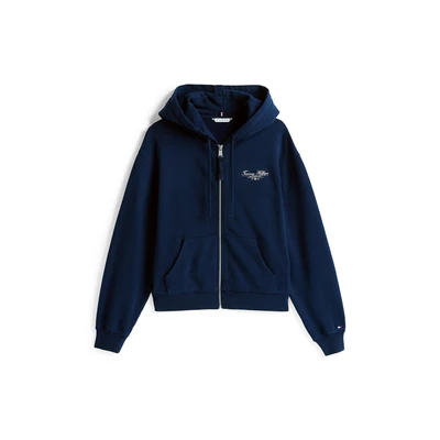 Afbeelding van Tommy Hilfiger Script ZIP Hoodie Sweater met rits, Dames, Maat: XXS, Dark night navy