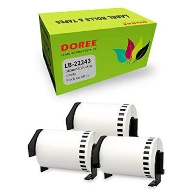 Afbeelding van DOREE 3 x witte DK 22243 compatibele Brother Adres Label Rolls 102 mm 30,48 m voor P Touch, QL 1050, 1050N, 1060N, 1100, 1110NWB Labelprinters