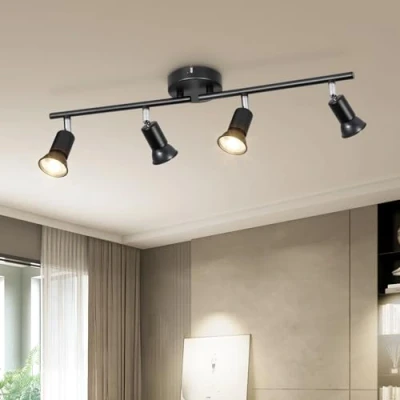 Afbeelding van Dehobo LED GU10 Plafondspot 4 Spots Plafondverlichting Spot Orientabl Modern Zwart voor Gang Woonkamer Eetkamer Keuken Zonder Lamp