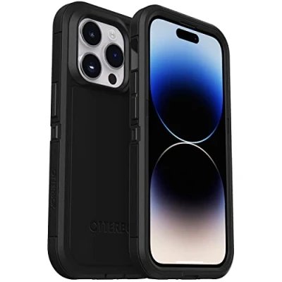 Afbeelding van OtterBox iPhone 14 Pro Max (ALLEEN) Defender Series XT hoesje zwart, schermloos, robuust, klikt op MagSafe, sleutelkoord bevestiging