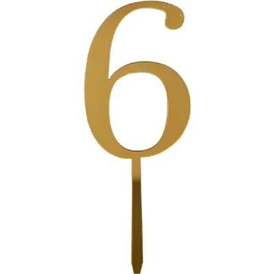 Afbeelding van Cake Topper Cijfer 6 Goud 1 Stuk Taarttopper Taartdecoratie Taartversiering