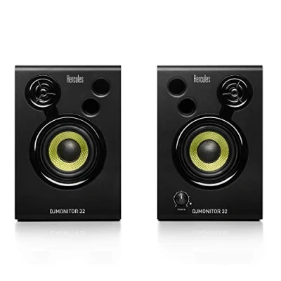 Afbeelding van Hercules DJMonitor 32 DJ speakerset Zwart 2x15 watt RMS actieve monitorspeakers 60 piekvermogen Speakerbehuizing gemaakt van 6 mm dik MDF 7,6 cm woofers