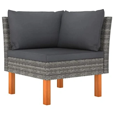 Afbeelding van vidaXL Hoekbank poly rattan en massief eucalyptushout