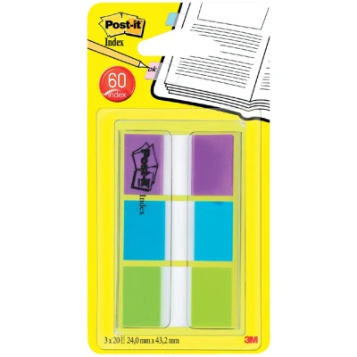 Afbeelding van Indextabs 3M Post it 680 24mmx43.2mm helder assorti