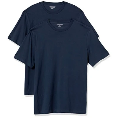 Afbeelding van Amazon Essentials Heren Regular Fit T shirt met korte mouwen en ronde hals, 2 stuks, marineblauw, X Large