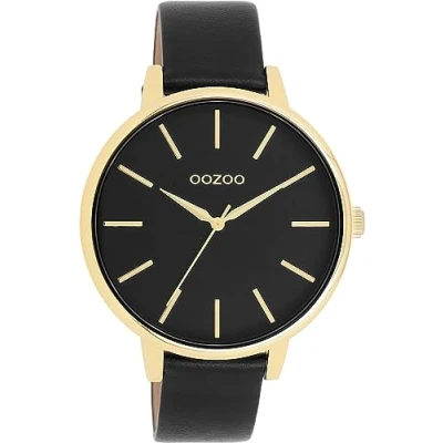 Afbeelding van OOZOO C11294 Horloge Timepieces staal leder goudkleurig zwart 42 mm