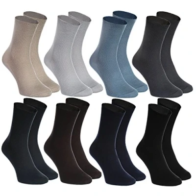 Afbeelding van Rainbow Socks Man Vrouw Diabetes Niet Knellende Sokken 8 Paar Marineblauw Grijs Blauw Beige Bruin Tin Zwart Maat EU 44 46