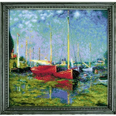 Afbeelding van Riolis 1779 kruissteekverpakking Argenteuil na het schilderij van C. Monet, tellpatronen kruissteek set, katoen, meerkleurig, 4040cm