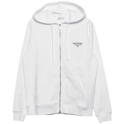 Afbeelding van Zipped Sweatshirt with Drawstring Hood and Contrast Logo Print