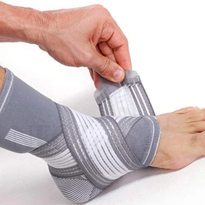 Afbeelding van Neotech Care Ondersteunende enkelbrace elastische en ademende stof, verstelbare compressieband, voor mannen, vrouwen, jongeren grijs (1 Stuk, Maat M)