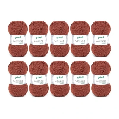 Afbeelding van Gründl Classico wol (Oeko Tex® gecertificeerd breigaren van 50% scheerwol (Merino) &amp; polyacryl, 50 g/120 m, naalddikte: 3,5 4,5, 10 bollen à g), middenbruin
