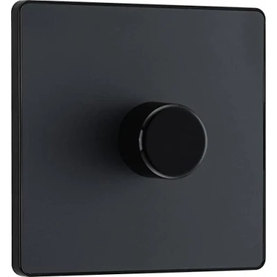 Afbeelding van BG Electrical Evolve Enkele Dimmer Schakelaar, 2 Weg Push On/Off, 200W, Mat Grijs