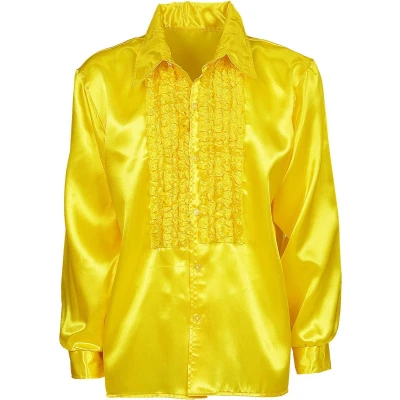 Afbeelding van Widmann Jaren 80 &amp; 90 Kostuum Lekker Foute Rouchenblouse Geel Man XL Carnavalskleding Verkleedkleding